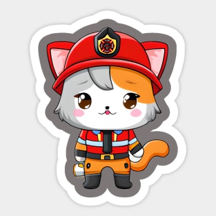 Cat Dressed as a Fireman, Super Cute, Adorable, and So Fun Sticker